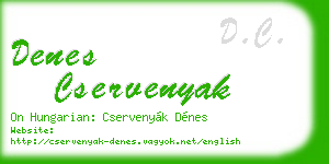 denes cservenyak business card
